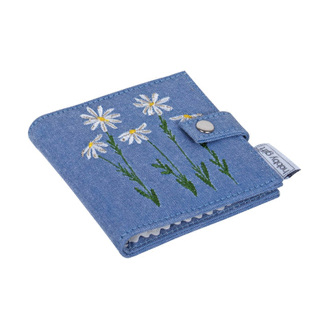 Denim Daisies Embroidered Needle Case and Scissors