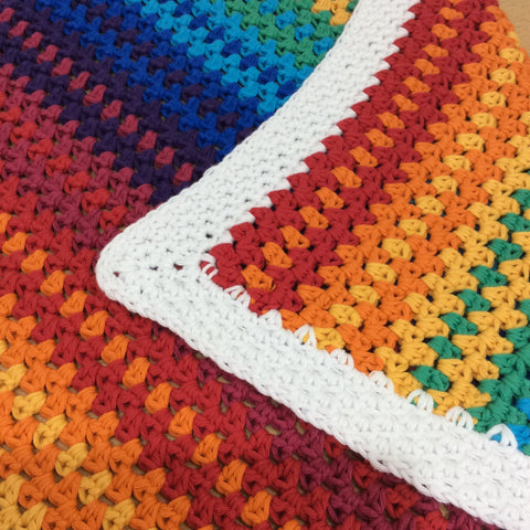 Rainbow Crochet Baby Blanket Kit designed by Cotton Pod UK