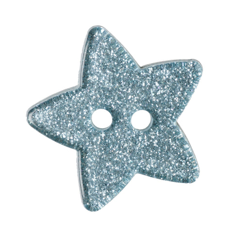 Buttons: Star: Glitter: 18mm:  Light Blue