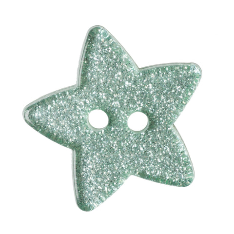 Buttons: Star: Glitter: 18mm:  Light Green
