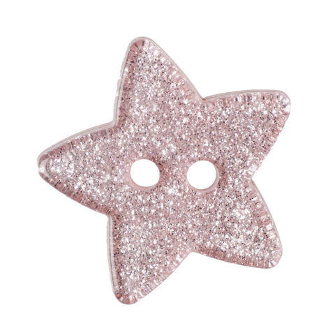 Buttons: Star: Glitter: 18mm:  Light Pink