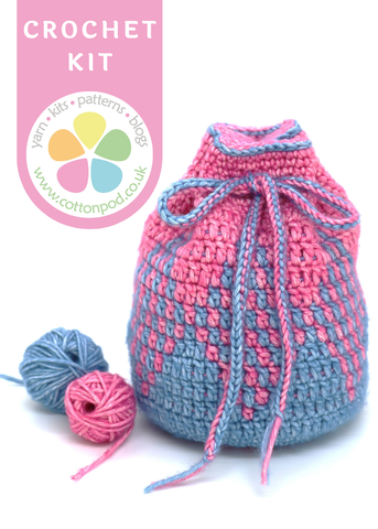 Poco Drawstring Bag Crochet Pattern & Kits from Cotton Pod UK