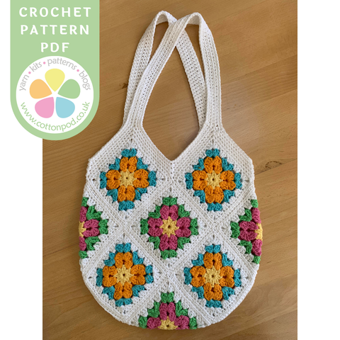 Sundrop Flower Granny Square Bag Crochet Pattern